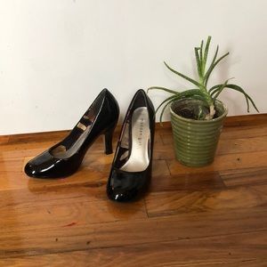 Black patent leather heels